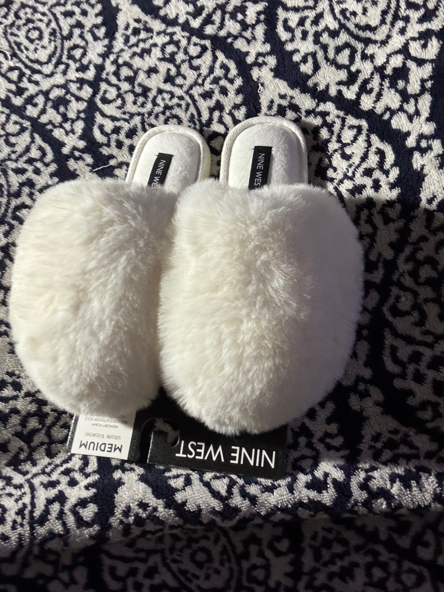 Nine West snow fur slippers